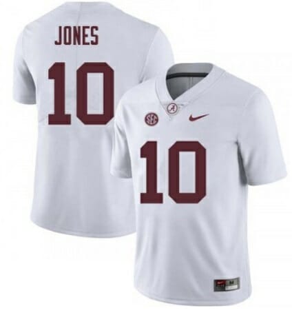 Alabama Crimson Tide #10 Mac Jones Football White Jersey