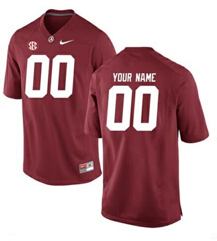 Alabama Custom Jersey Name and Number Football Red