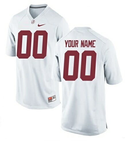 Alabama Crimson Tide Custom Jersey Name and Number Football White