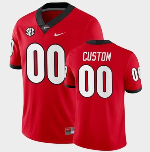 Georgia Bulldogs Custom Jersey Name and Number Red College Football Home Game