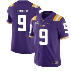 LSU Tigers #9 Joe Burrow Football Jersey Purple Diamond Quest