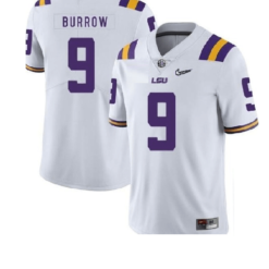 LSU Tigers #9 Joe Burrow Football Jersey White Diamond Quest