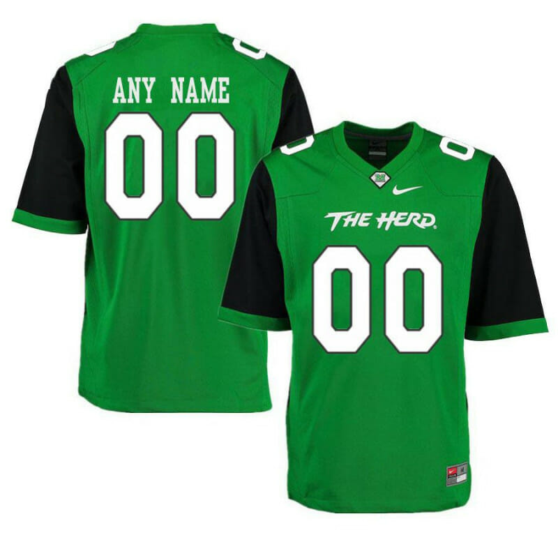Marshall Thundering Herd Custom Name Number Football Jersey Green