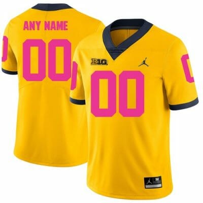 Michigan Wolverines Custom Jersey Yellow Pink College Football