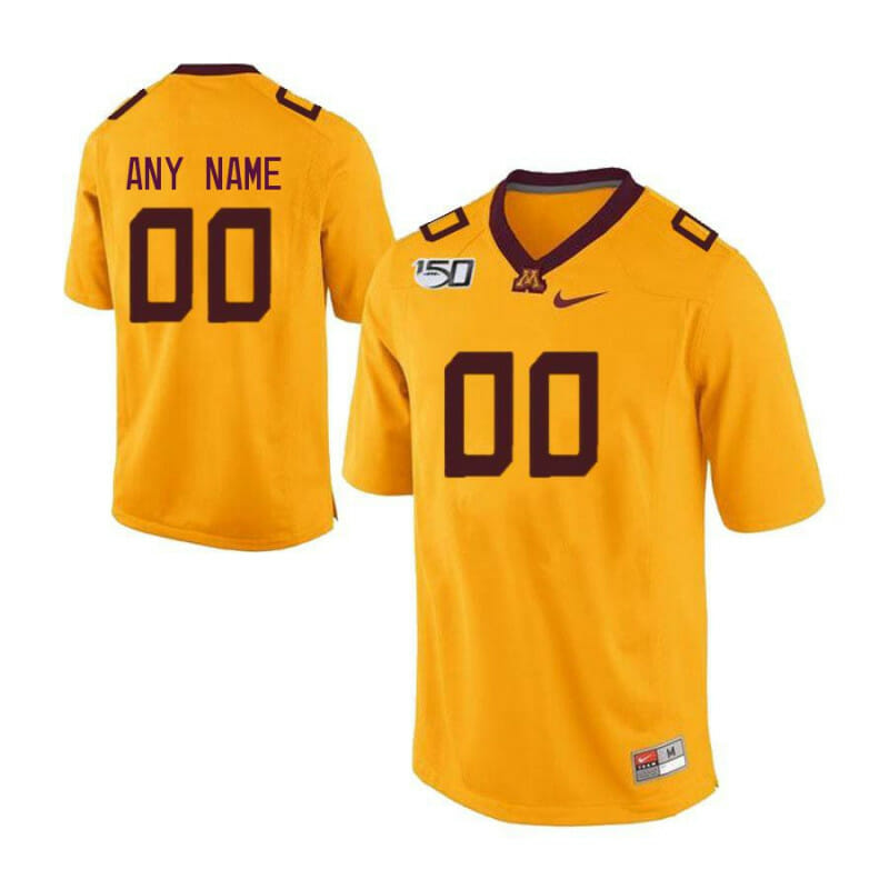 Minnesota Golden Gophers Custom Name Number Football Jersey Gold