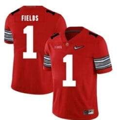 Ohio State Buckeyes #1 Justin Fields College NCAA Football Diamond Jersey Red