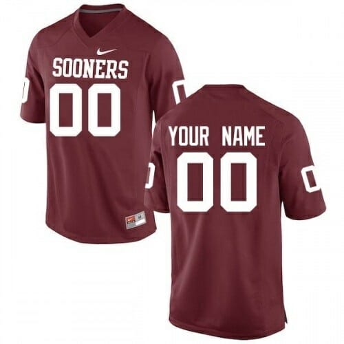 Custom OU Football Jersey Red College Football