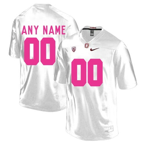 Stanford Football Jersey Custom Name And Number White Pink College