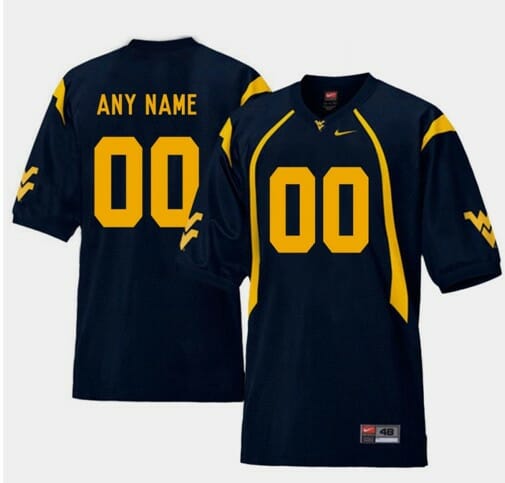Custom WVU Football Jersey Name and Number Navy College Replica