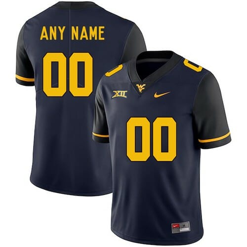 Custom West Virginia Football Jersey Navy Blue NCAA