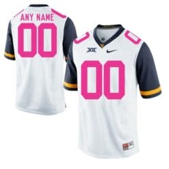 Personalized WVU Football Jersey Jersey White Pink NCAA