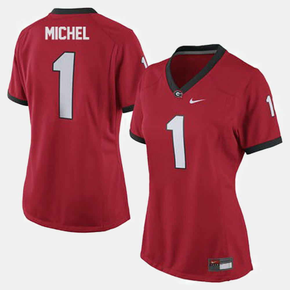 Georgia Bulldogs #1 Sony Michel College Football Red Jersey