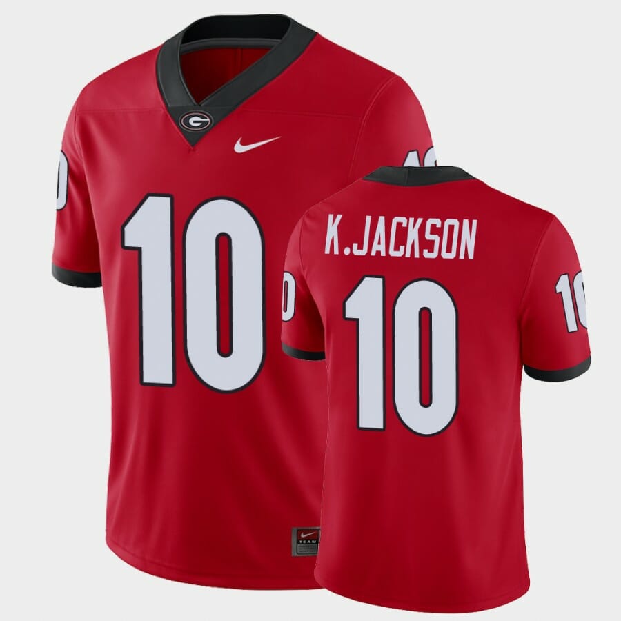 Georgia Bulldogs #10 Kearis Jackson Red College Football Alumni Player Jersey