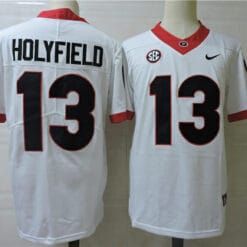 Georgia Bulldogs #13 Holyfield College Football Jersey White