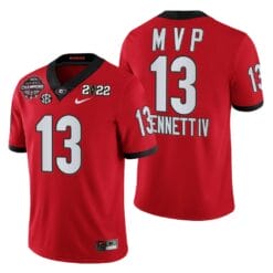 Georgia Bulldogs #13 Stetson Bennett 2021-22 CFP National Champions MVP Jersey Red