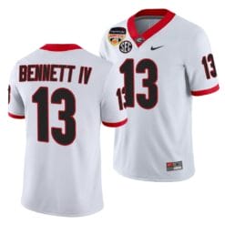 Georgia Bulldogs #13 Stetson Bennett 2021 Orange Bowl White 100th Anniversary Jersey