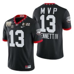 Georgia Bulldogs #13 Stetson Bennett 3-Times CFP National Champions Jersey Black MVP Uniform