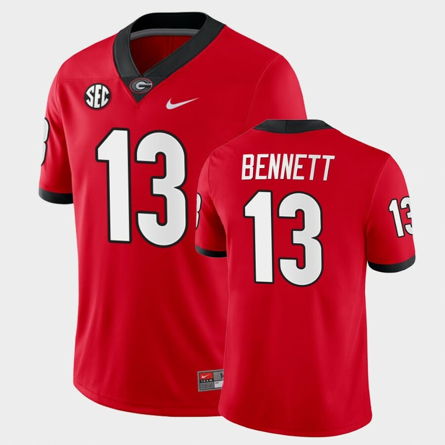 Georgia Bulldogs #13 Stetson Bennett Red College Football Home Game Jersey