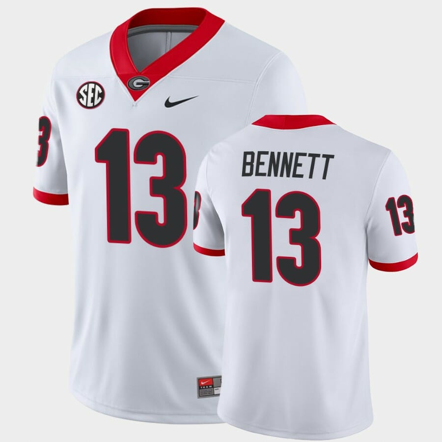 Georgia Bulldogs #13 Stetson Bennett White College Football Away Game Jersey