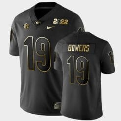 Georgia Bulldogs #19 Brock Bowers Black 2021 National Champions Golden Jersey