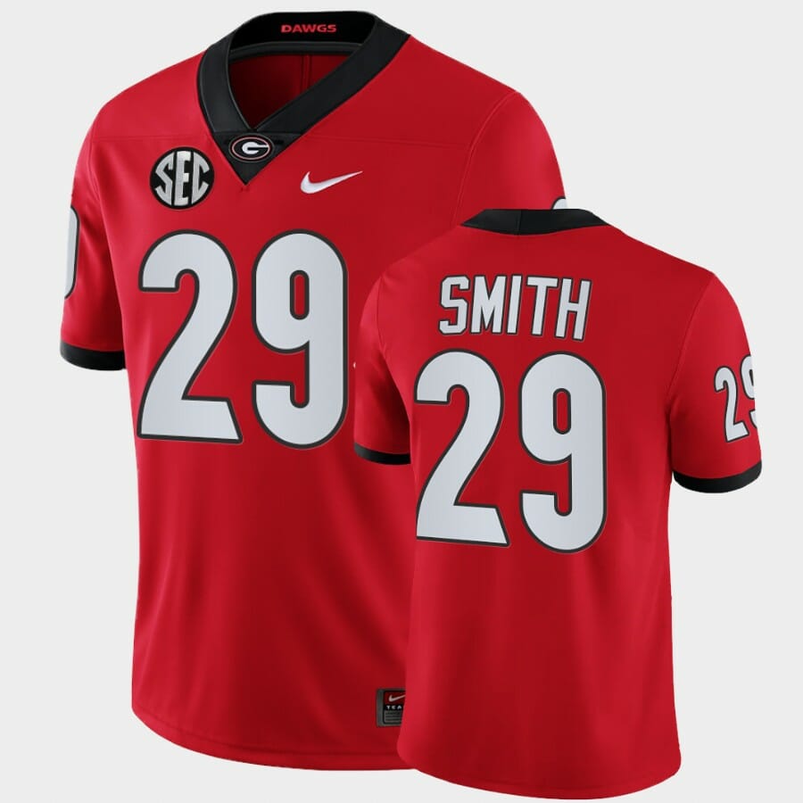 Georgia Bulldogs #29 Christopher Smith Red College Football Game Jersey