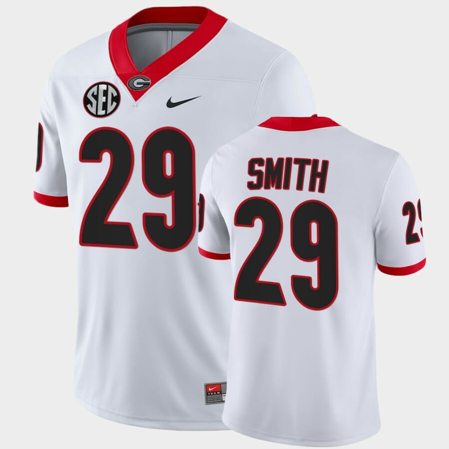 Georgia Bulldogs #29 Christopher Smith White College Football Game Jersey
