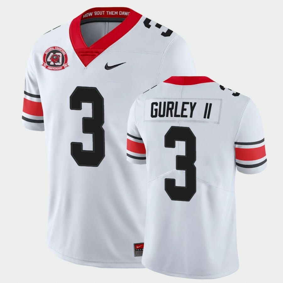 Georgia Bulldogs #3 Todd Gurley II White College Football 40th Anniversary Alternate Jersey