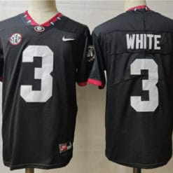 Georgia Bulldogs #3 White NCAA College Football Jersey Black
