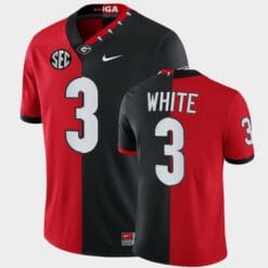 Georgia Bulldogs #3 Zamir White Red Black Split Edition Mascot 100th Anniversary Jersey