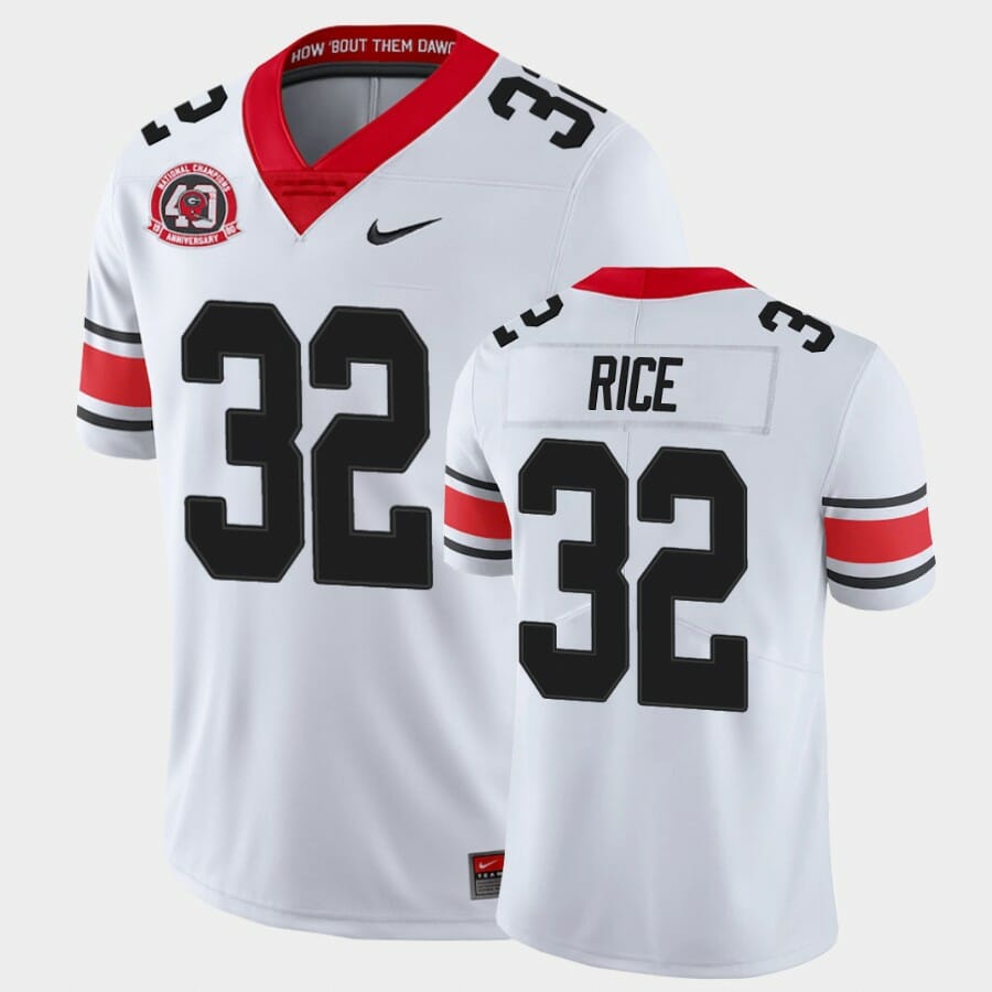 Georgia Bulldogs #32 Monty Rice White College Football 40th Anniversary Alternate Jersey