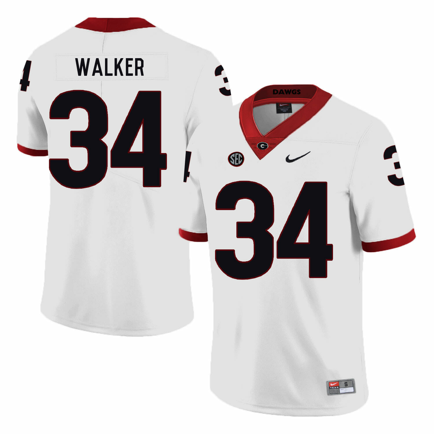 Georgia Bulldogs #34 Herchel Walker College Football Jersey White