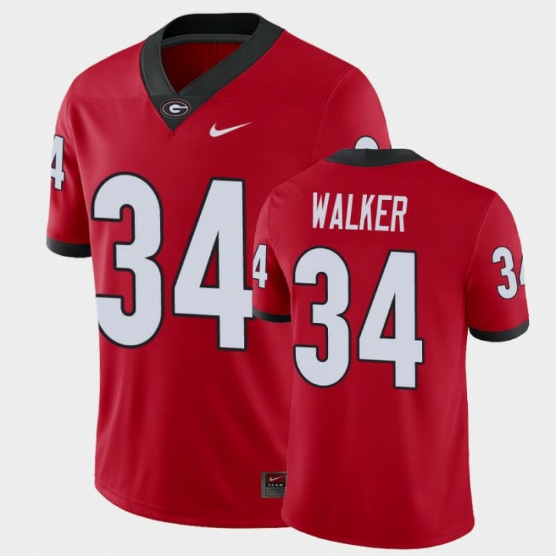 Georgia Bulldogs #34 Herchel Walker Red College Football Player Jersey
