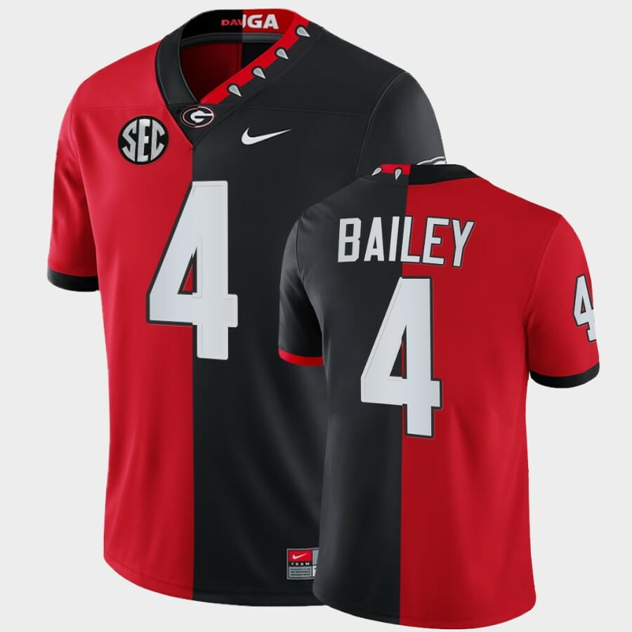 Georgia Bulldogs #4 Champ Bailey Red Black Split Edition 100th Season Alumni Jersey