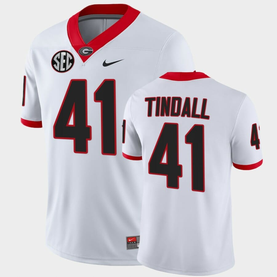 Georgia Bulldogs #41 Channing Tindall White College Football Game Jersey