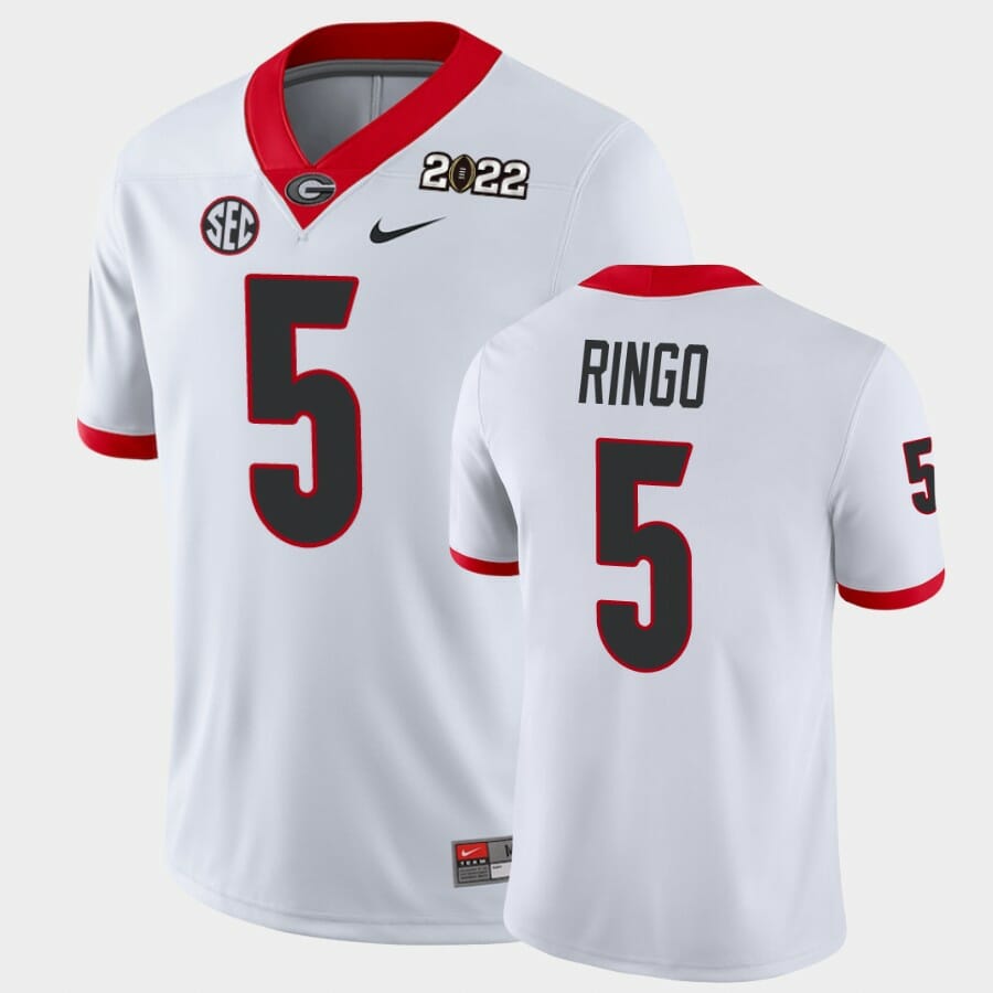 Georgia Bulldogs #5 Kelee Ringo White 2021 National Champions Game Jersey