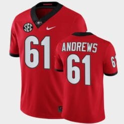 Georgia Bulldogs #61 David Andrews Red College Football Alumni Jersey