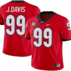 Georgia Bulldogs #99 J. Davis NCAA College Football Jersey Red