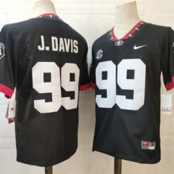 Georgia Bulldogs #99 J.Davis NCAA College Football Jersey Black