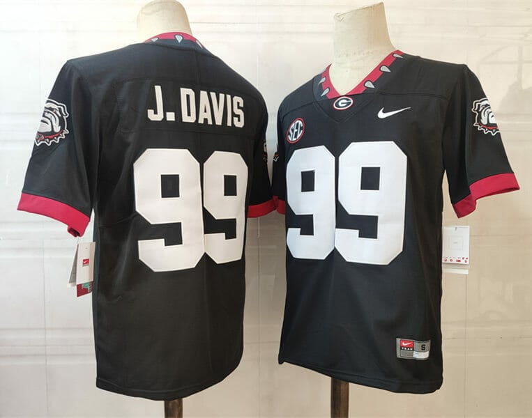 Georgia Bulldogs #99 J.Davis NCAA College Football Jersey Black