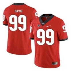 Georgia Bulldogs #99 Jordan Davis Jersey Red College Football NCAA