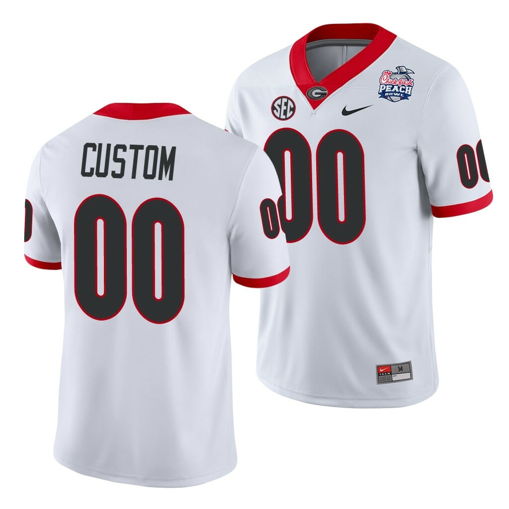 Georgia Bulldogs Custom Jersey 2021 Peach Bowl White College Football