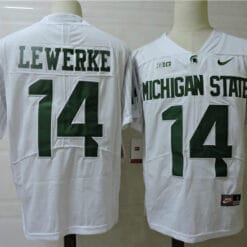 Michigan State Spartans #14 Brian Lewerke Football Jersey White