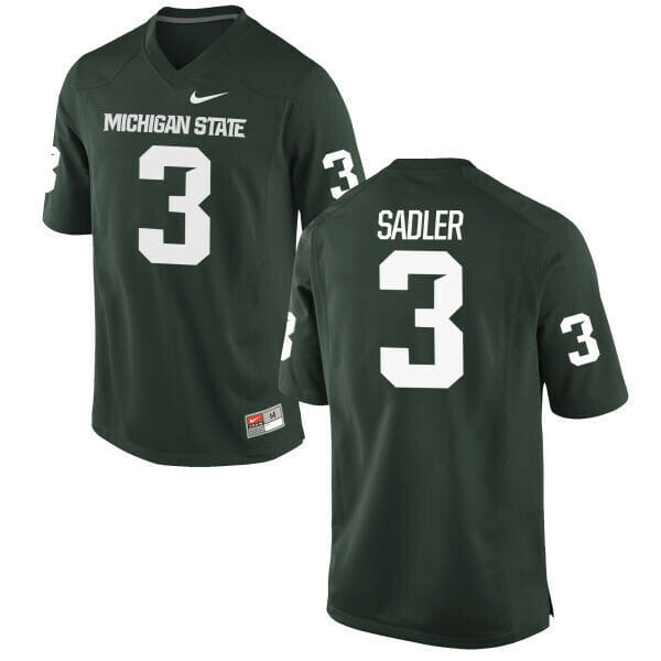 Michigan State Spartans #3 Mike Sadler NCAA College Football Jersey Green