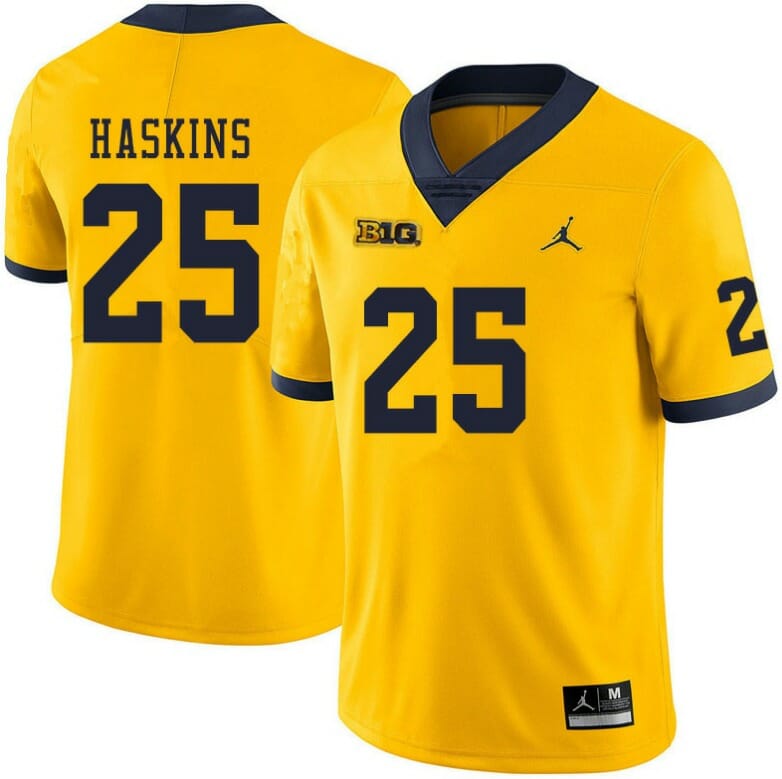 Michigan Wolverines #25 Hassan Haskins Yellow College Football Jersey