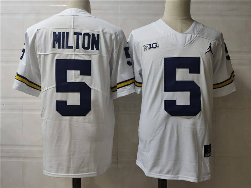 Michigan Wolverines #5 Joe Milton College Football Jersey White
