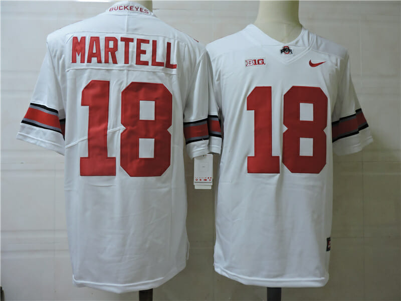 Ohio State Buckeyes #18 Martell College Football Jersey White
