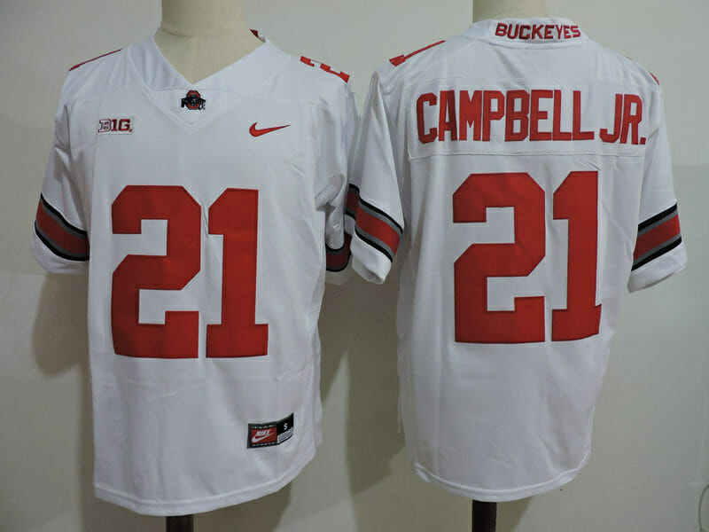 Ohio State Buckeyes #21 Campbell Jr College Football Jersey White