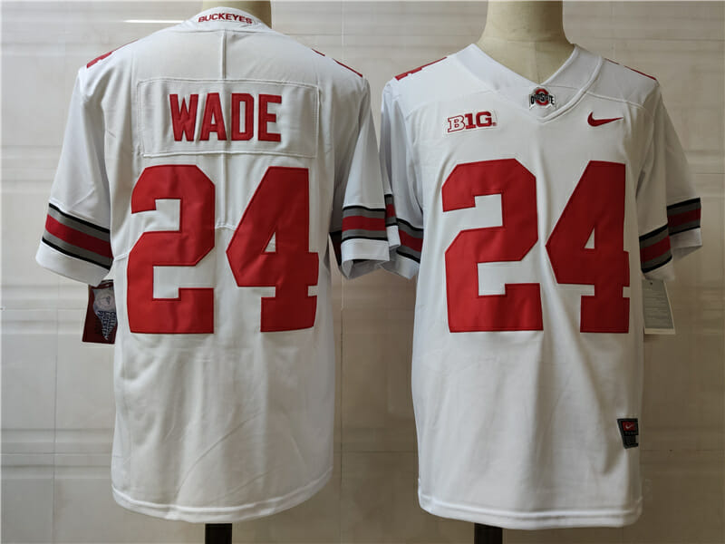 Ohio State Buckeyes #24 Wade College Football Jersey White