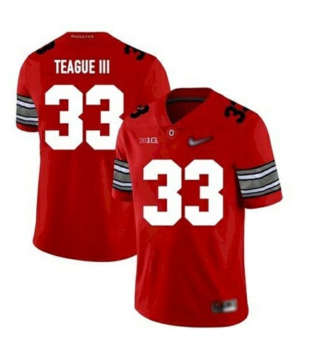 Ohio State Buckeyes #33 Master Teague NCAA Football Red Jersey