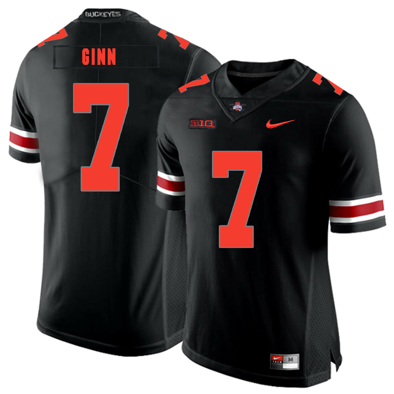 Ohio State Buckeyes #7 Ted Ginn Jr College Football Jersey Black Shadow